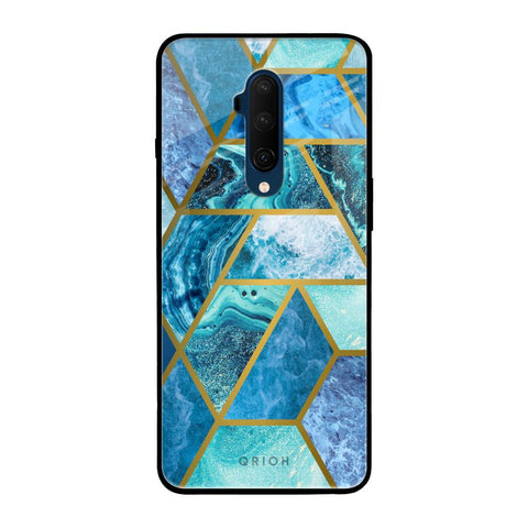 Turquoise Geometrical Marble OnePlus 7T Pro Glass Back Cover Online