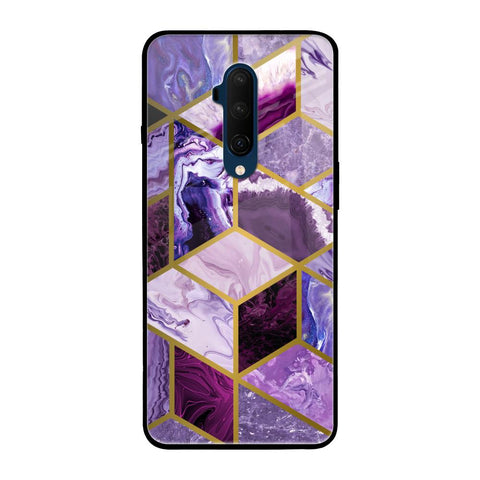 Purple Rhombus Marble OnePlus 7T Pro Glass Back Cover Online