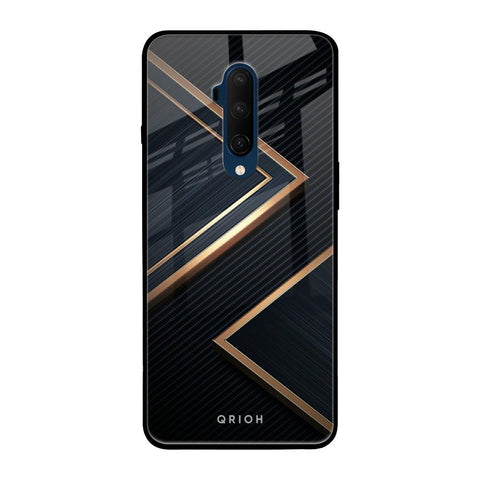 Sleek Golden & Navy OnePlus 7T Pro Glass Back Cover Online