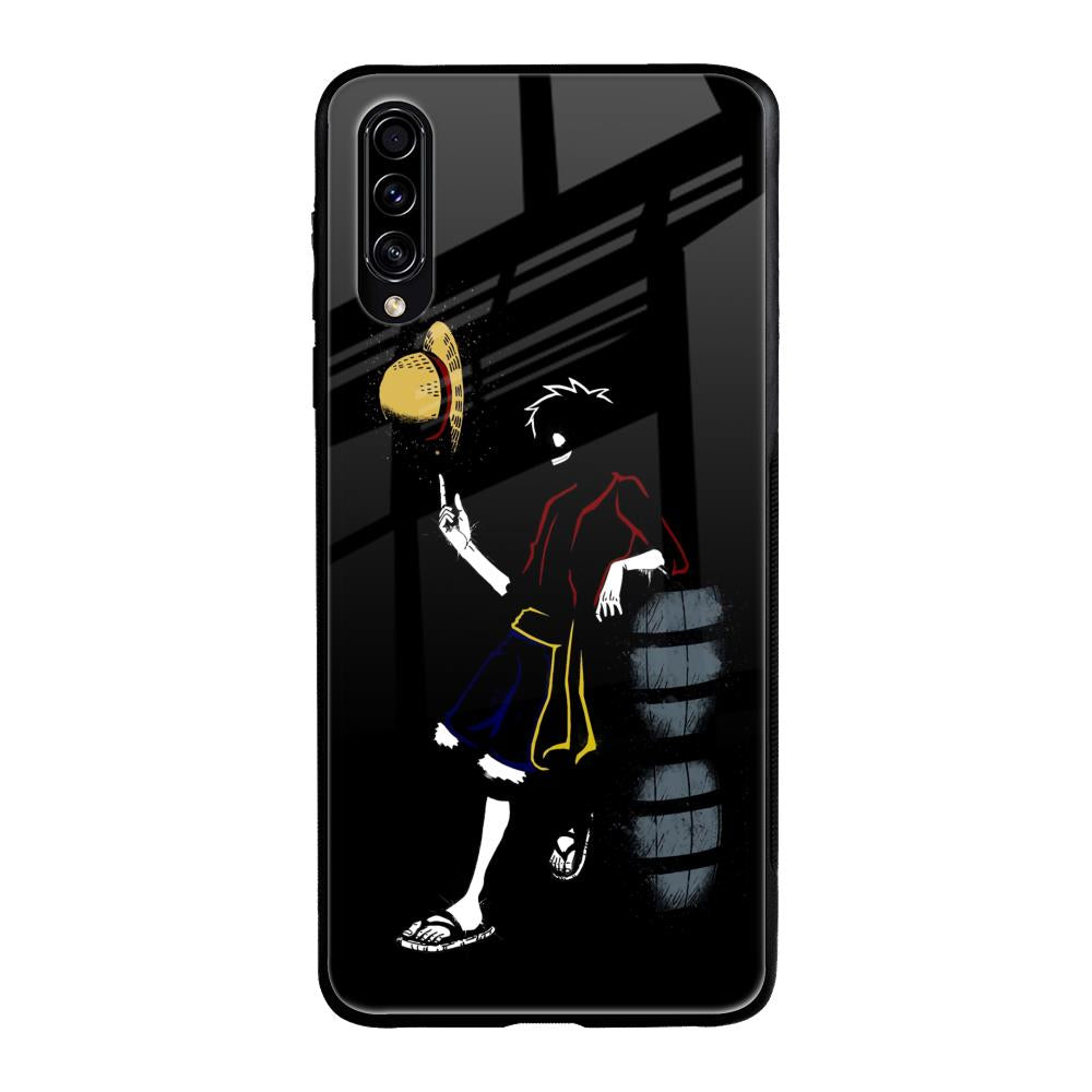 Luffy Line Art Samsung Galaxy A70s Glass Back Cover Online