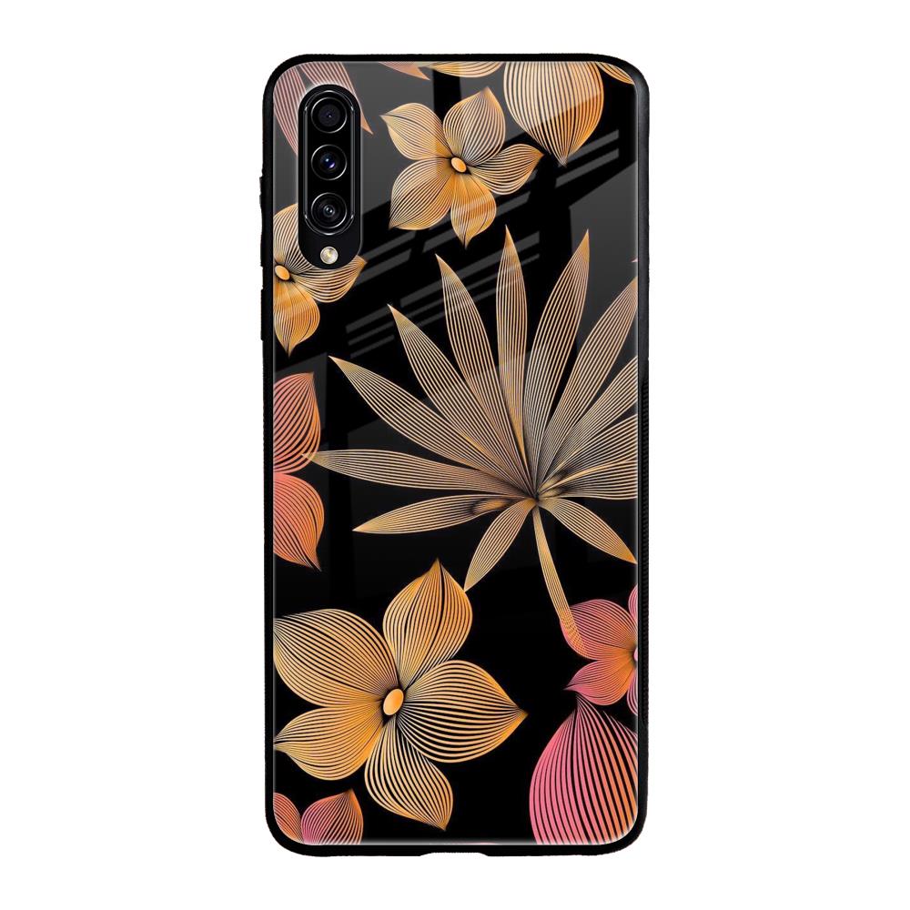Lines Pattern Flowers Samsung Galaxy A70s Glass Back Cover Online