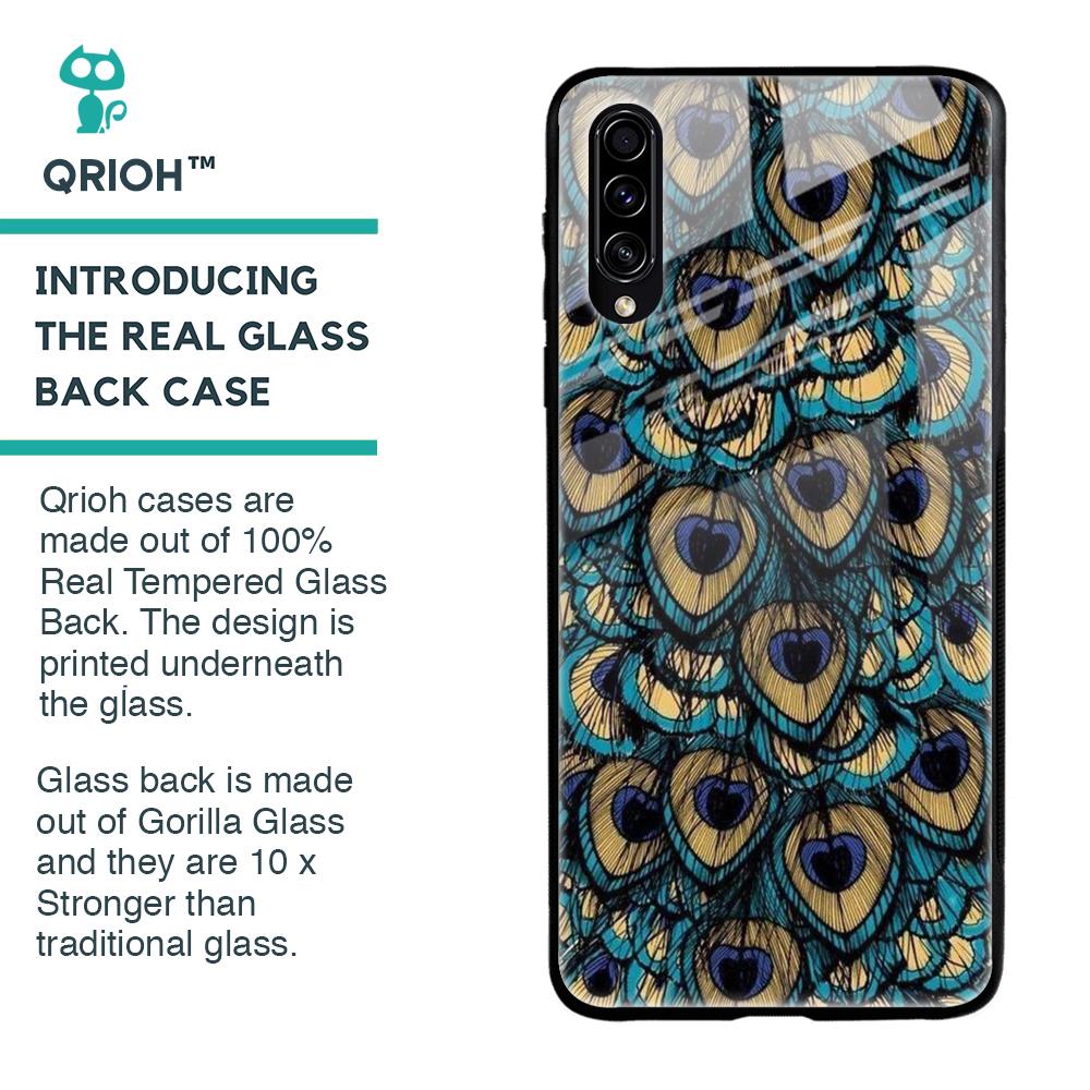 Peacock Feathers Glass case for Samsung Galaxy A70s