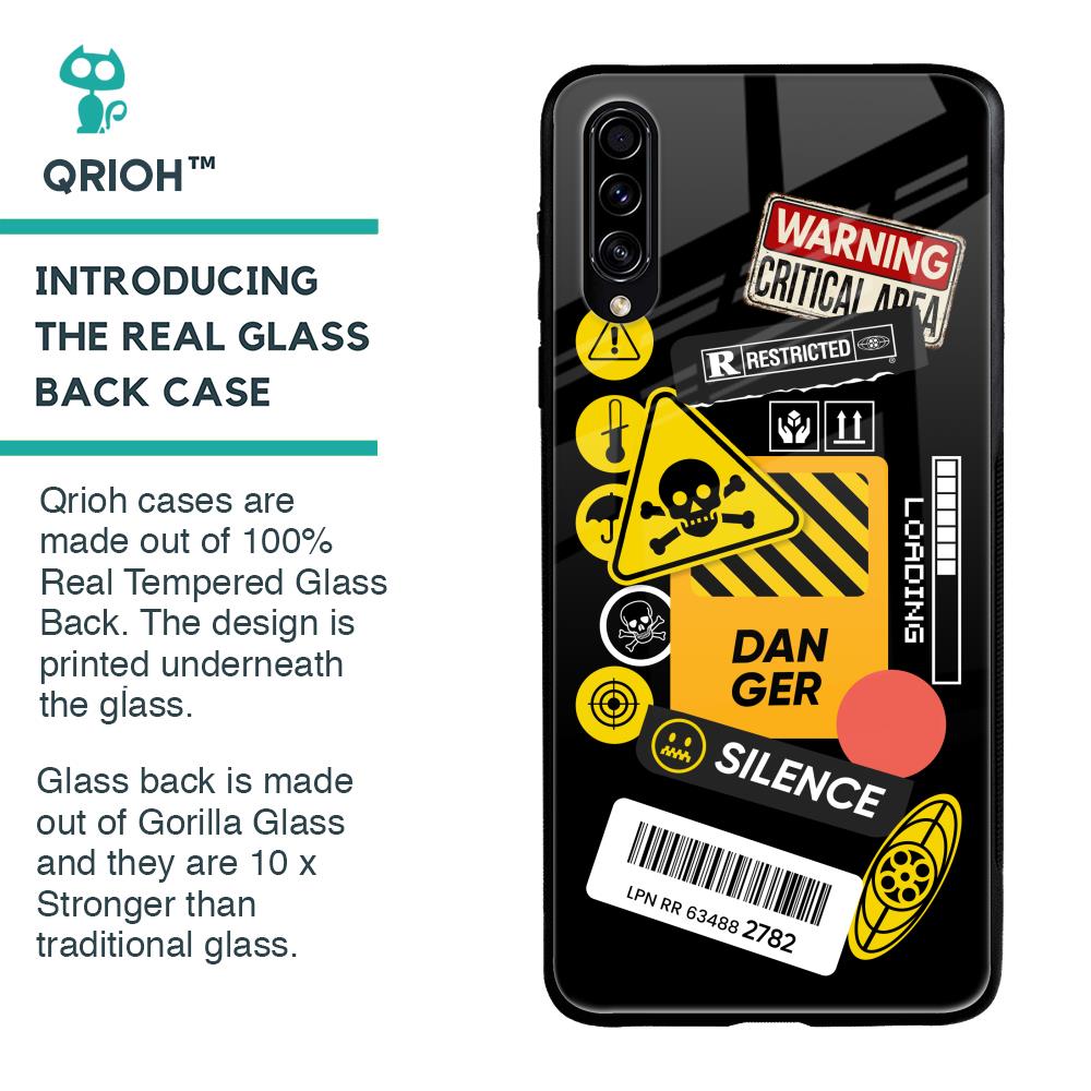 Danger Signs Glass Case for Samsung Galaxy A70s