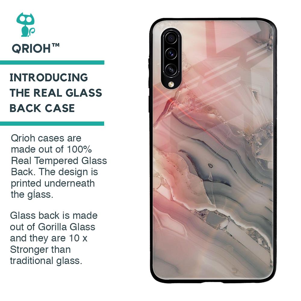 Pink And Grey Marble Glass Case For Samsung Galaxy A70s