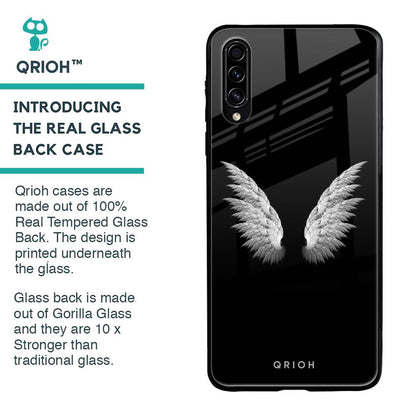 White Angel Wings Glass Case for Samsung Galaxy A70s