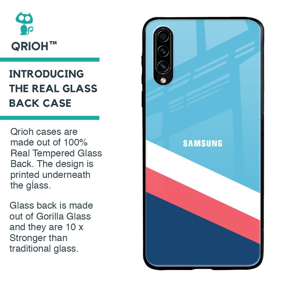 Pink & White Stripes Glass Case For Samsung Galaxy A70s