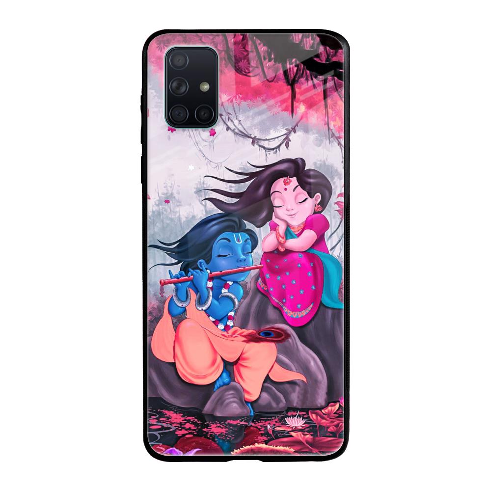 Radha Krishna Art Samsung Galaxy A51 Glass Back Cover Online