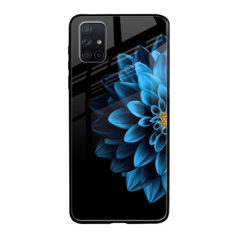Half Blue Flower Samsung Galaxy A51 Glass Back Cover Online