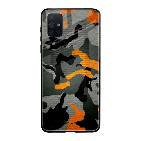 Camouflage Orange Samsung Galaxy A51 Glass Back Cover Online