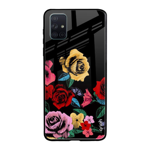 Floral Decorative Samsung Galaxy A51 Glass Back Cover Online