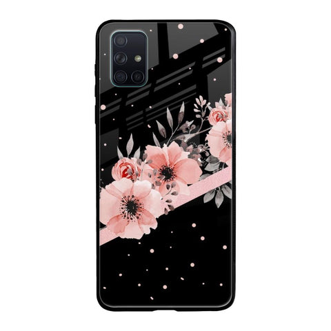 Floral Black Band Samsung Galaxy A71 Glass Back Cover Online