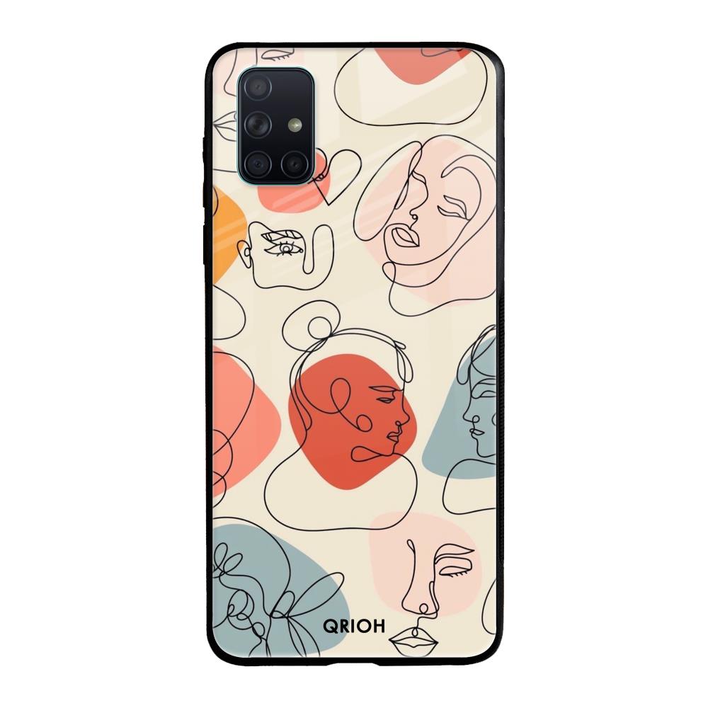 Abstract Faces Samsung Galaxy A71 Glass Back Cover Online