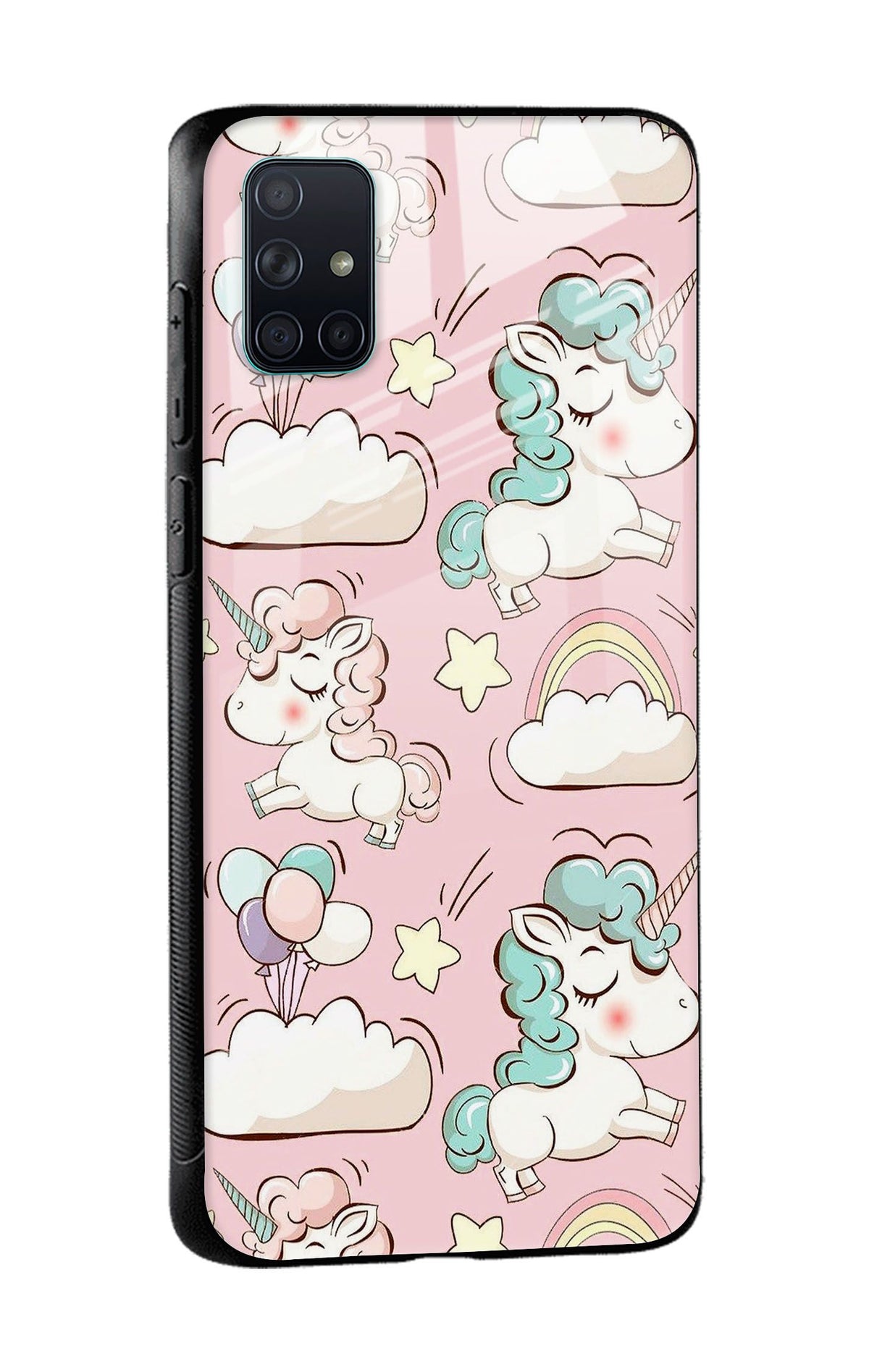 Balloon Unicorn Glass case for Samsung Galaxy A71