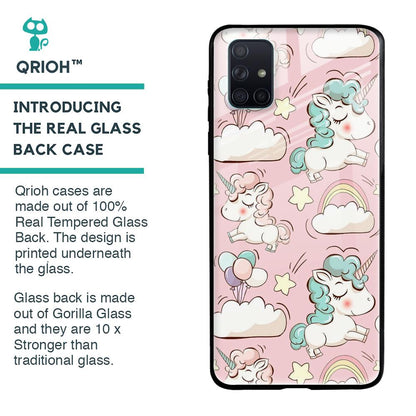 Balloon Unicorn Glass case for Samsung Galaxy A71