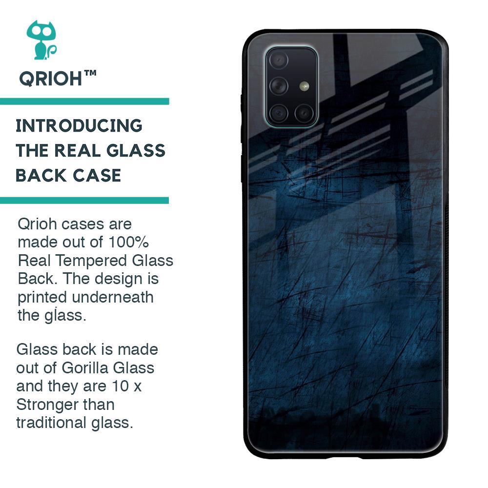 Dark Blue Grunge Glass Case for Samsung Galaxy A71