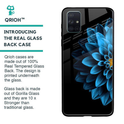 Half Blue Flower Glass Case for Samsung Galaxy A71