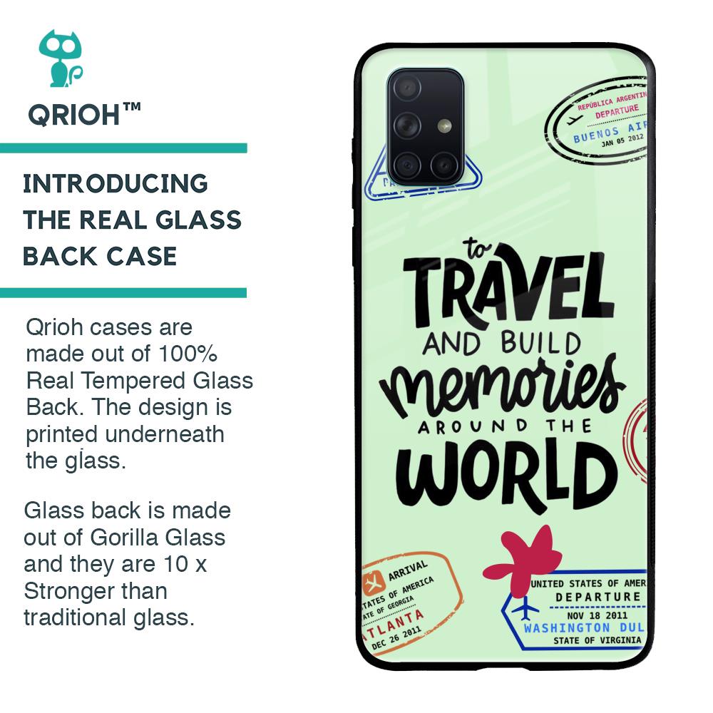 Travel Stamps Glass Case for Samsung Galaxy A71