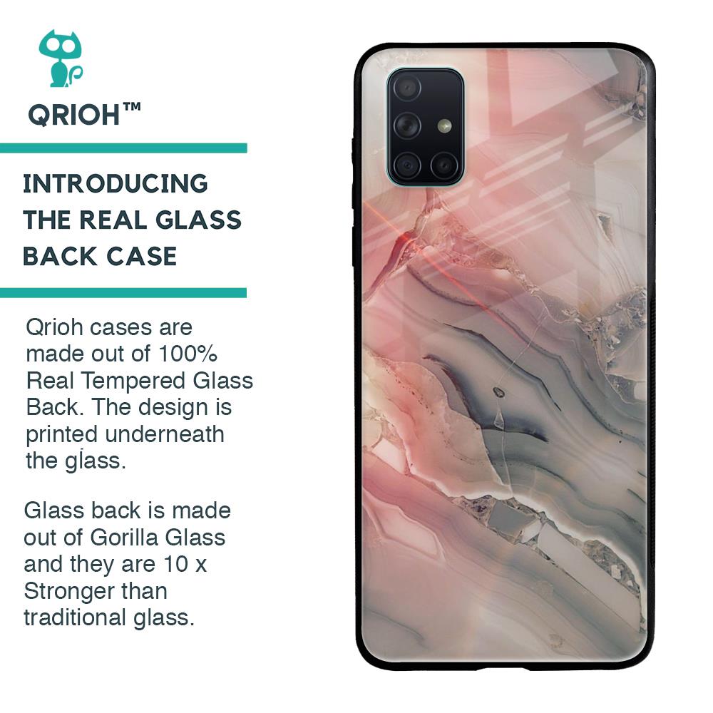 Pink And Grey Marble Glass Case For Samsung Galaxy A71