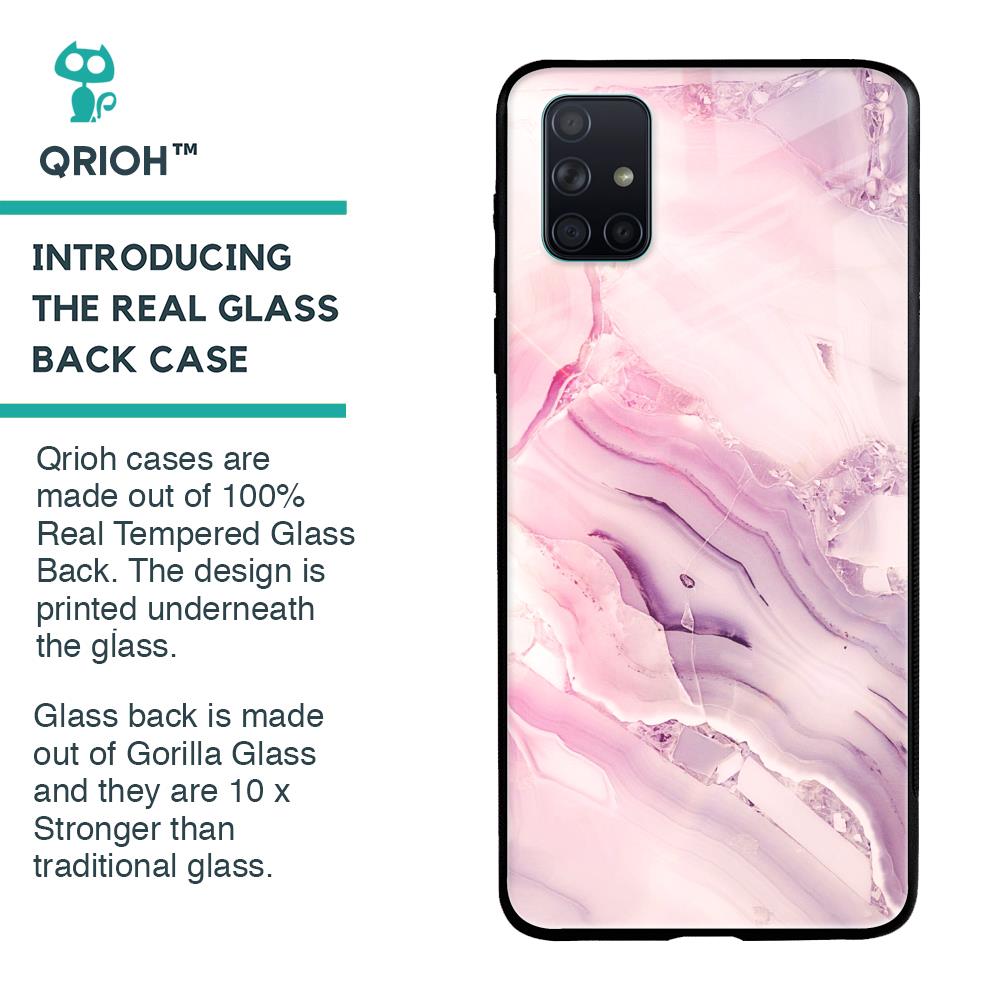 Diamond Pink Gradient Glass Case For Samsung Galaxy A71