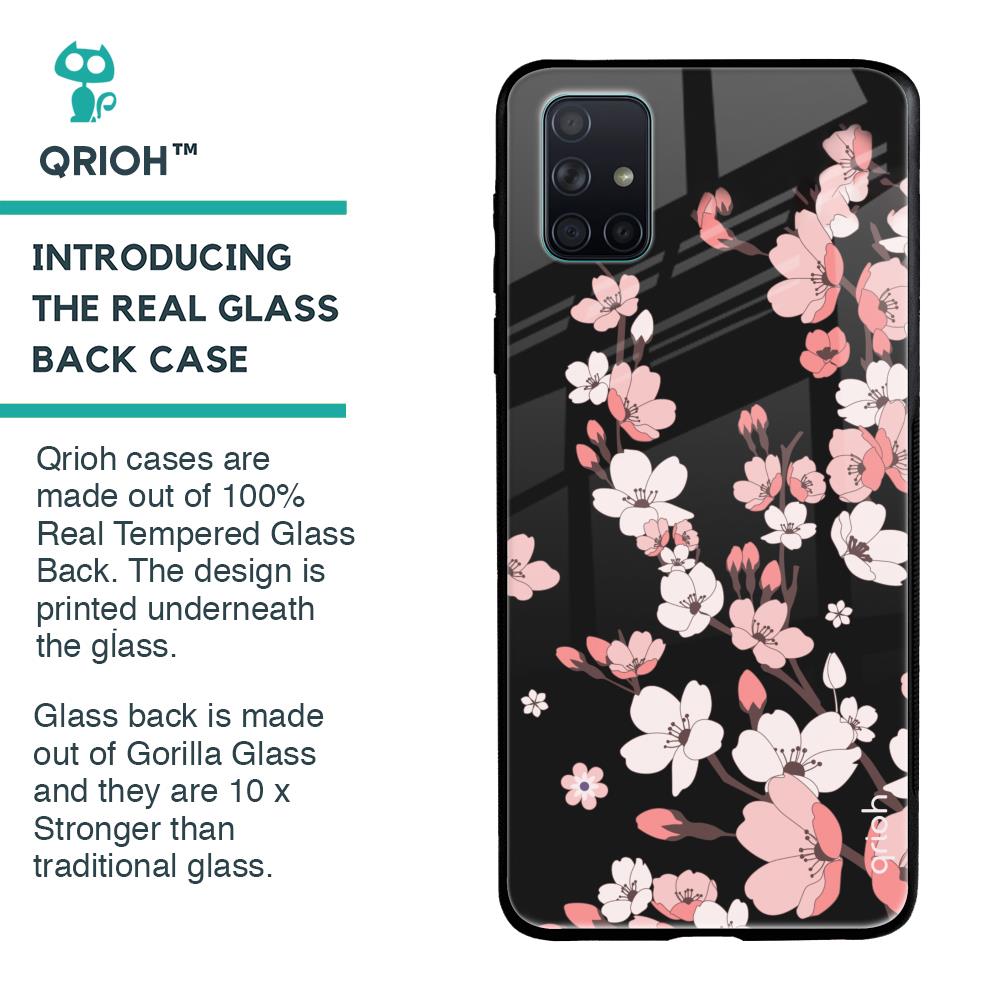 Black Cherry Blossom Glass Case for Samsung Galaxy A71