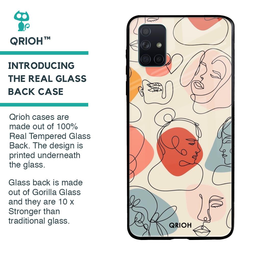 Abstract Faces Glass Case for Samsung Galaxy A71