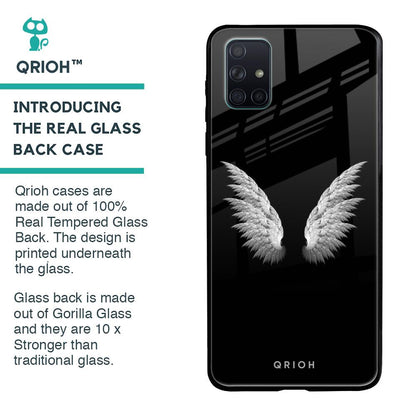 White Angel Wings Glass Case for Samsung Galaxy A71