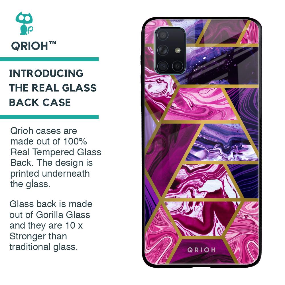 Electroplated Geometric Marble Glass Case for Samsung Galaxy A71