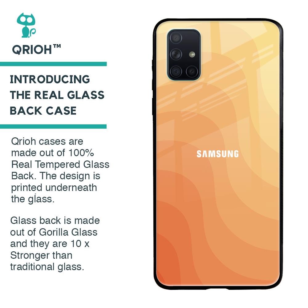 Orange Curve Pattern Glass Case for Samsung Galaxy A71