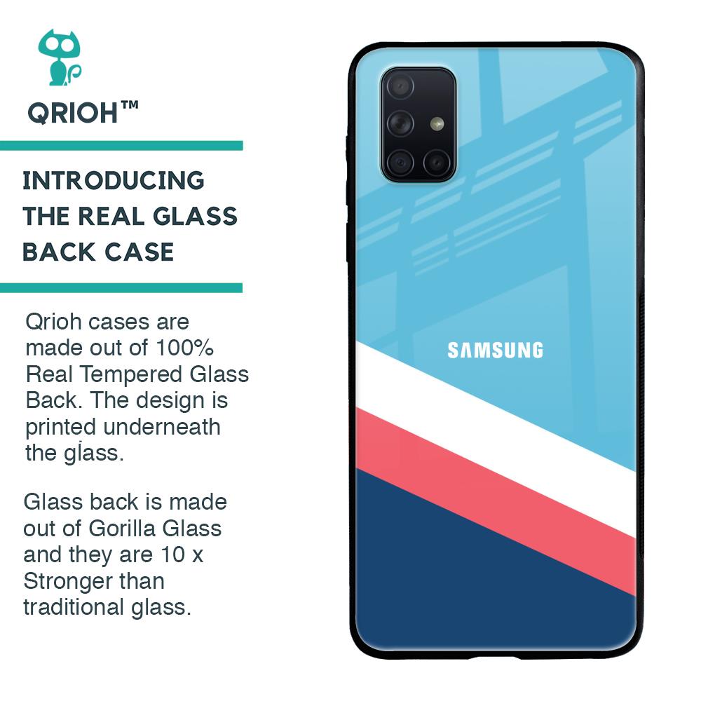 Pink & White Stripes Glass Case For Samsung Galaxy A71