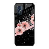 Floral Black Band Vivo V17 Glass Back Cover Online