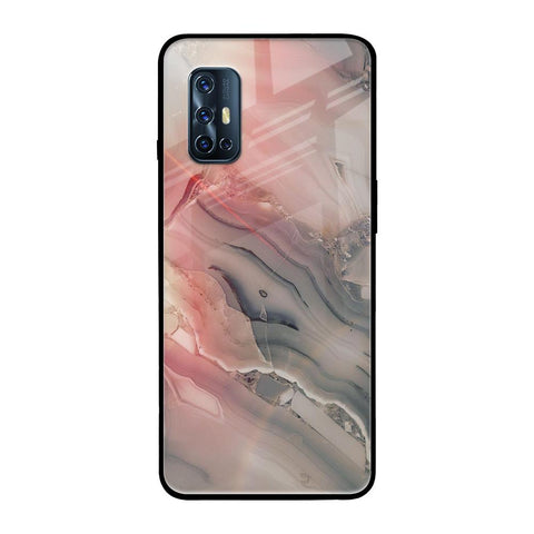 Pink And Grey Marble Vivo V17 Glass Back Cover Online