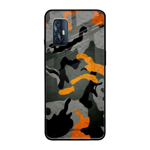 Camouflage Orange Vivo V17 Glass Back Cover Online