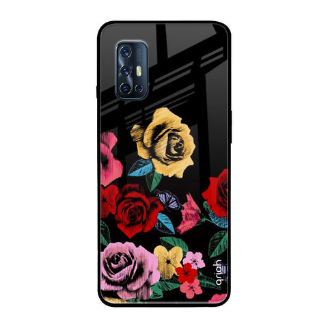 Floral Decorative Vivo V17 Glass Back Cover Online