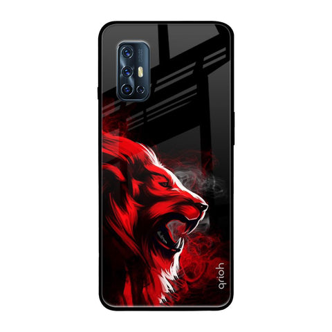 Red Angry Lion Vivo V17 Glass Back Cover Online