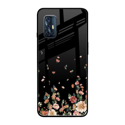 Floating Floral Print Vivo V17 Glass Back Cover Online