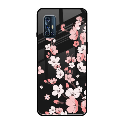 Black Cherry Blossom Vivo V17 Glass Back Cover Online