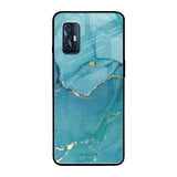 Blue Golden Glitter Vivo V17 Glass Back Cover Online