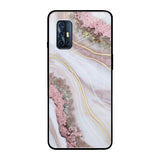 Pink & Gold Gllitter Marble Vivo V17 Glass Back Cover Online