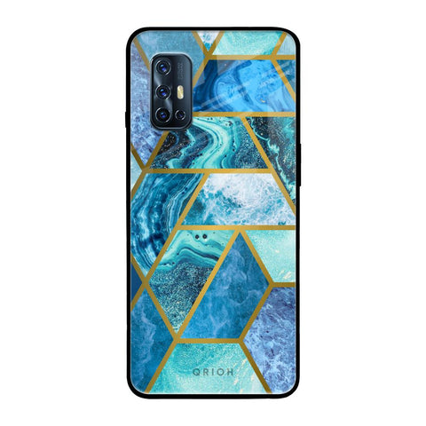 Turquoise Geometrical Marble Vivo V17 Glass Back Cover Online