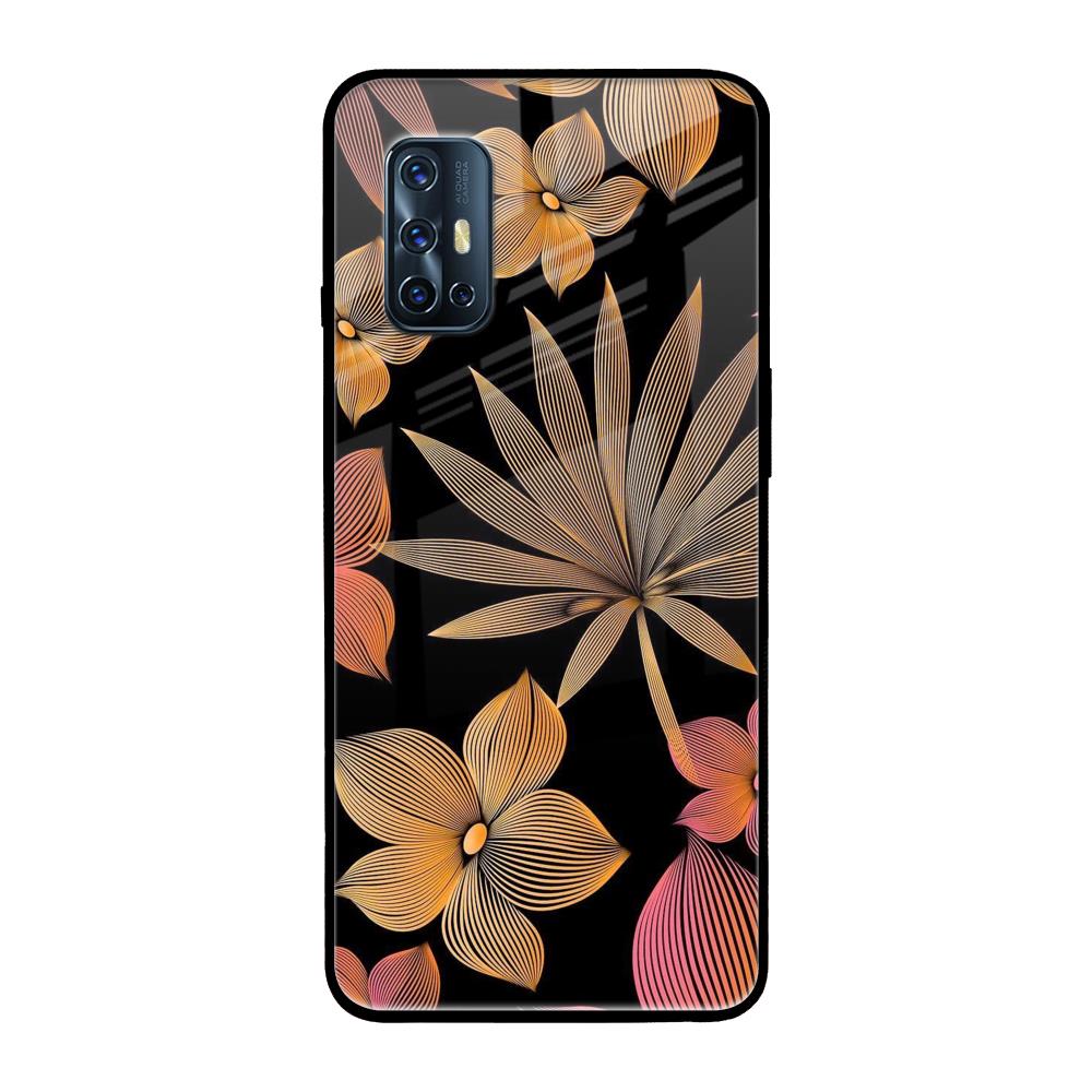 Lines Pattern Flowers Vivo V17 Glass Back Cover Online