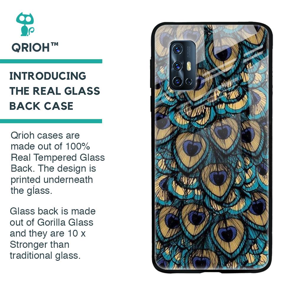 Peacock Feathers Glass case for Vivo V17