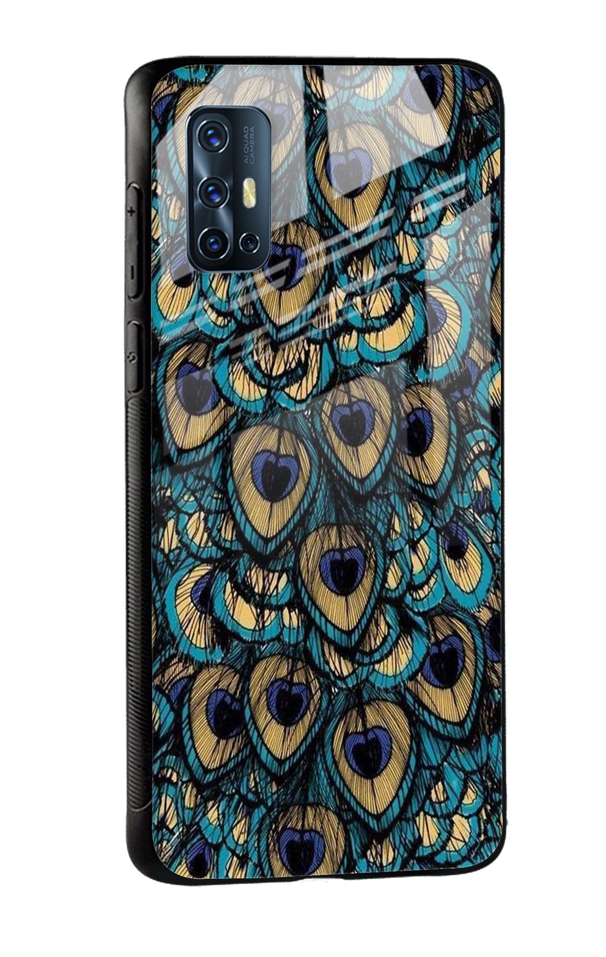 Peacock Feathers Glass case for Vivo X50