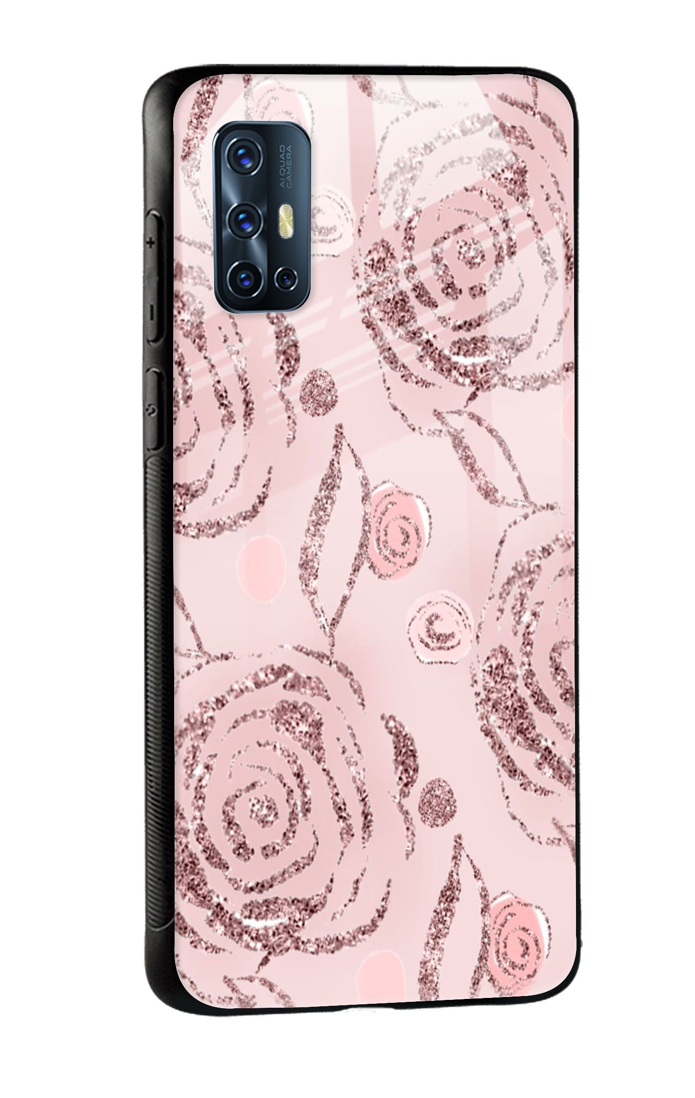 Shimmer Roses Glass case for Vivo X50 Pro
