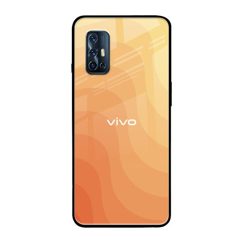 Orange Curve Pattern Vivo V17 Glass Back Cover Online