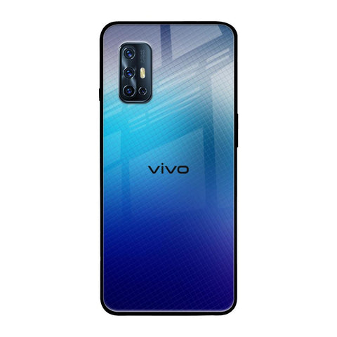 Blue Rhombus Pattern Vivo V17 Glass Back Cover Online