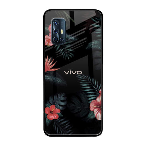 Tropical Art Flower Vivo V17 Glass Back Cover Online
