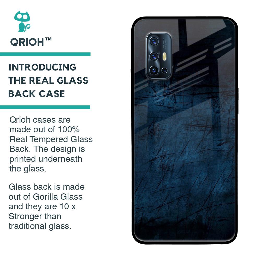 Dark Blue Grunge Glass Case for Vivo V17