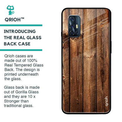 Timber Printed Glass case for Vivo V17