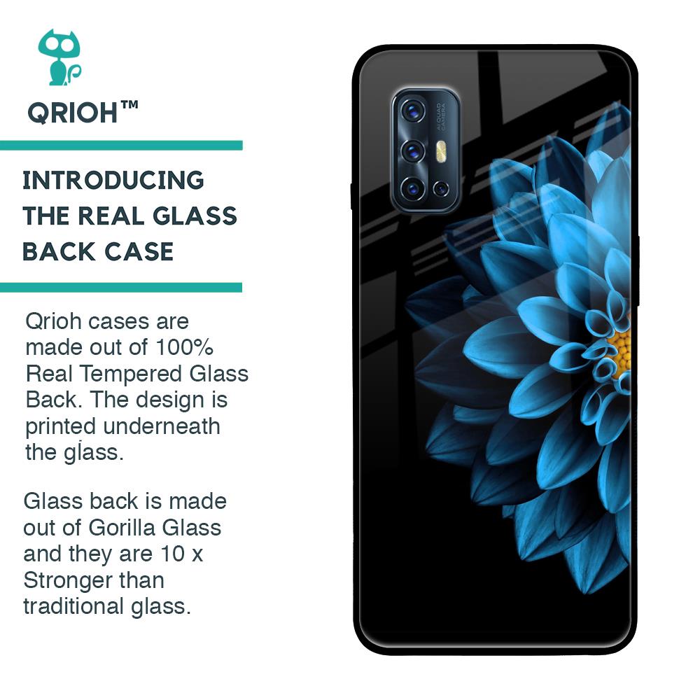 Half Blue Flower Glass Case for Vivo V17