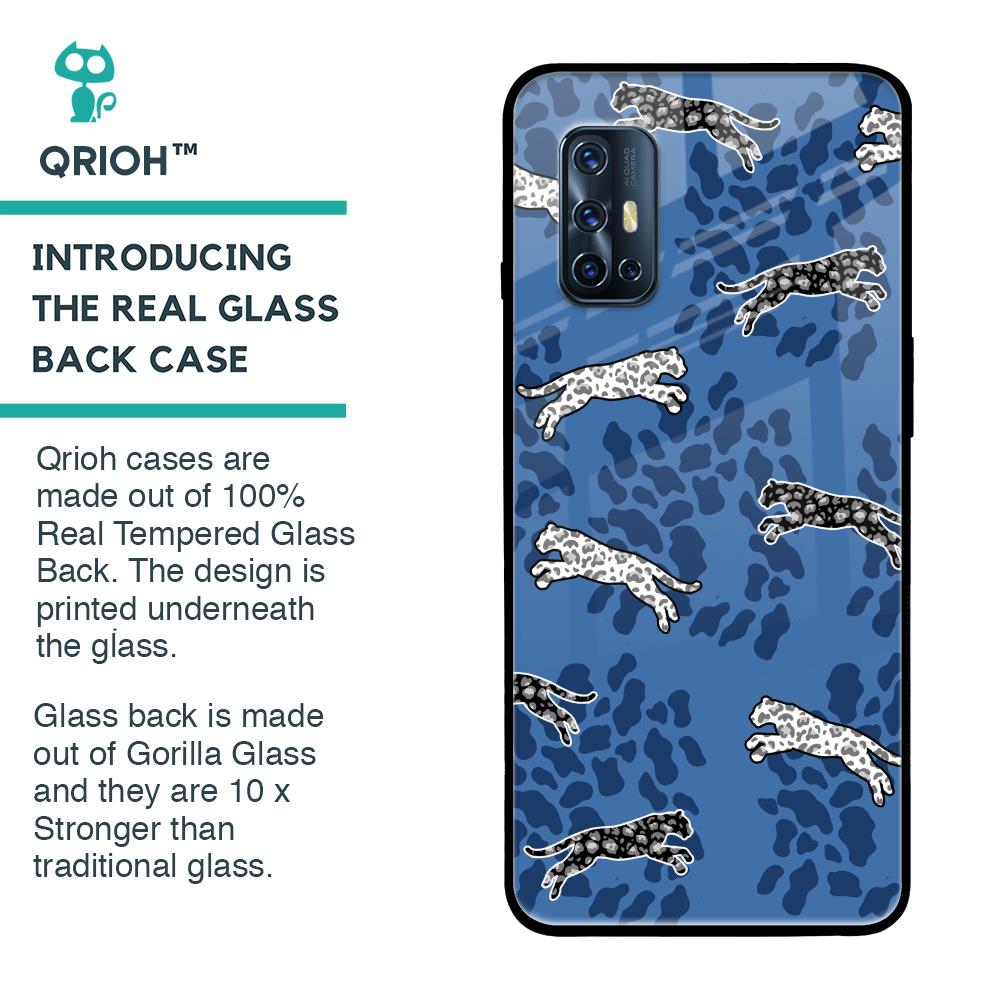 Blue Cheetah Glass Case for Vivo V17